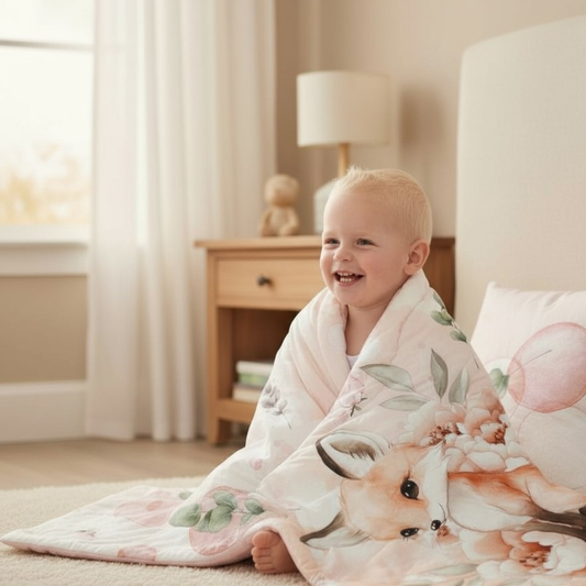 Blossom Fox Dream: 3-Piece 100% Cotton Baby Bedding Set