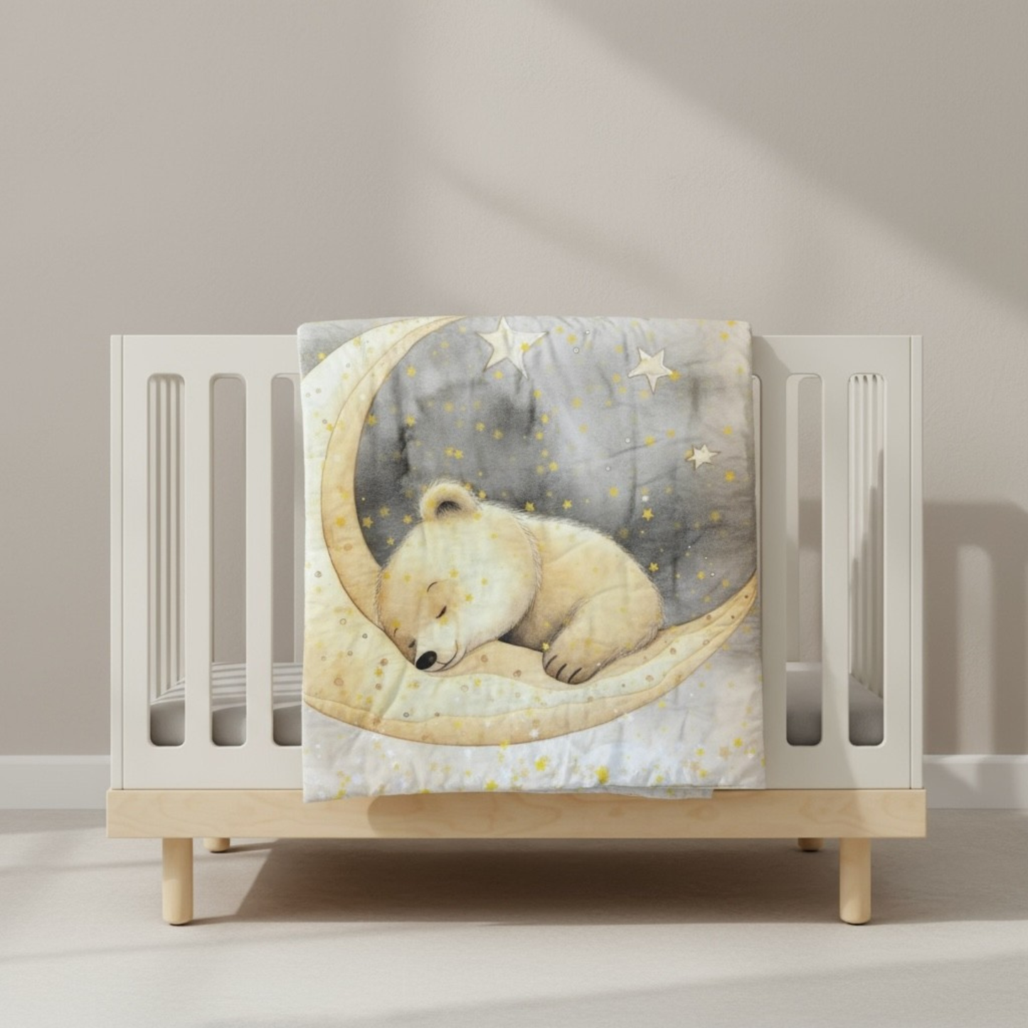 Golden Moon Bear: 3-Piece 100 % Cotton Baby Bedding Set