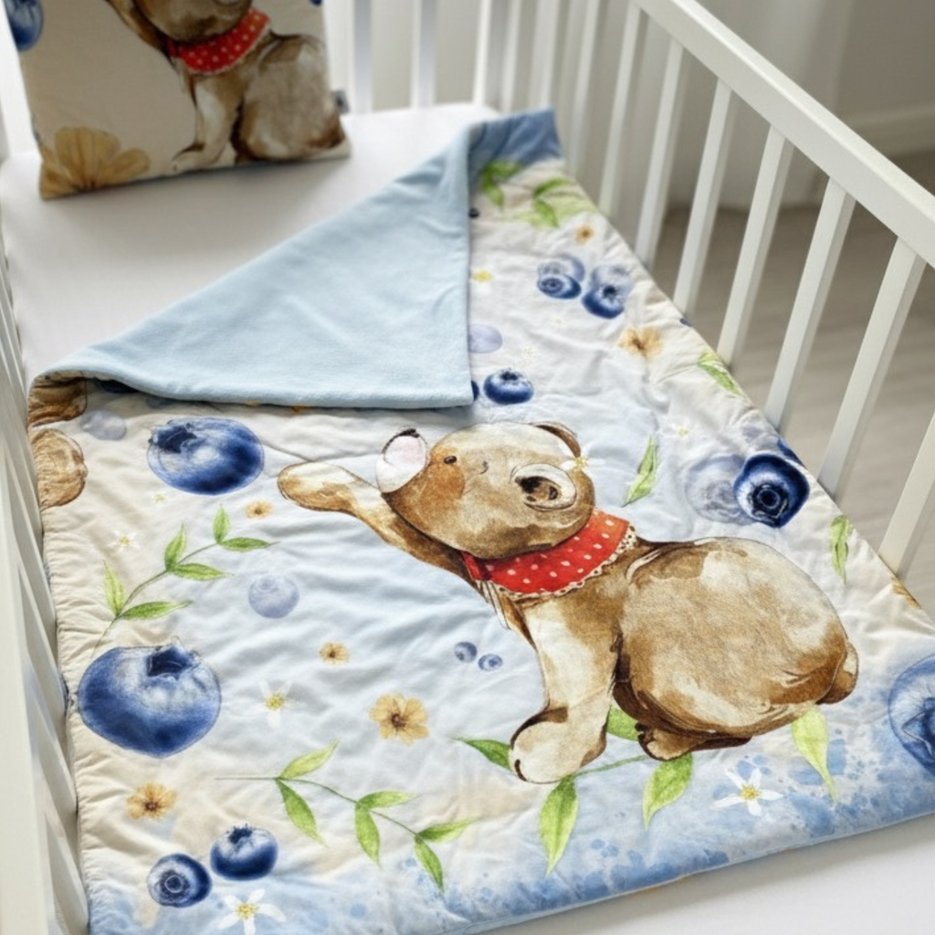 Blueberry Bear: 3-Piece 100% Cotton Baby Bedding Set