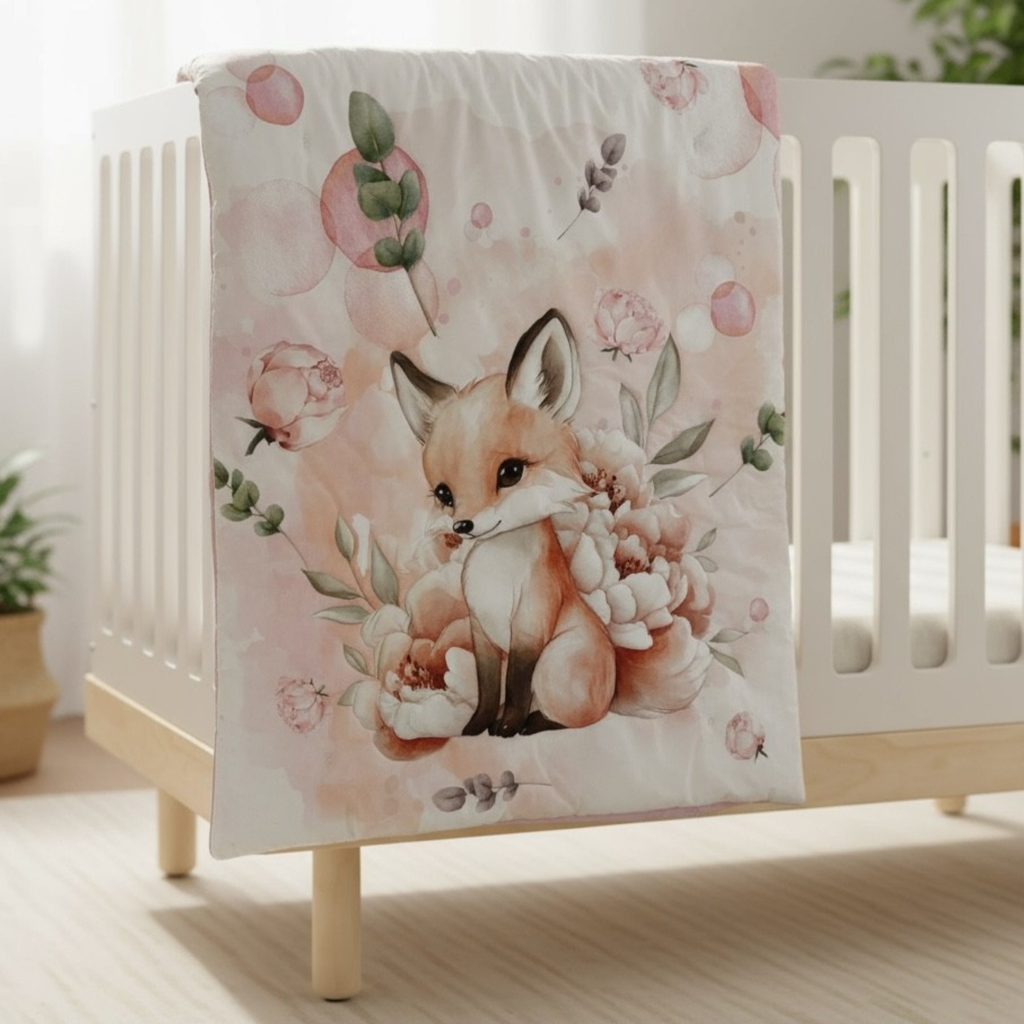 Blossom Fox Dream: 3-Piece 100% Cotton Baby Bedding Set
