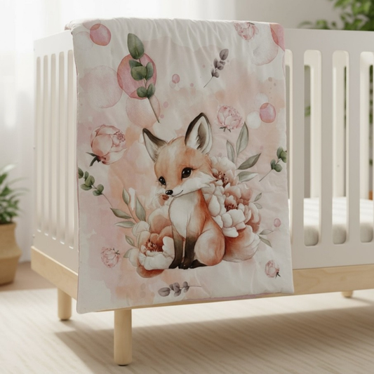 Blossom Fox Dream: 3-Piece 100% Cotton Baby Bedding Set