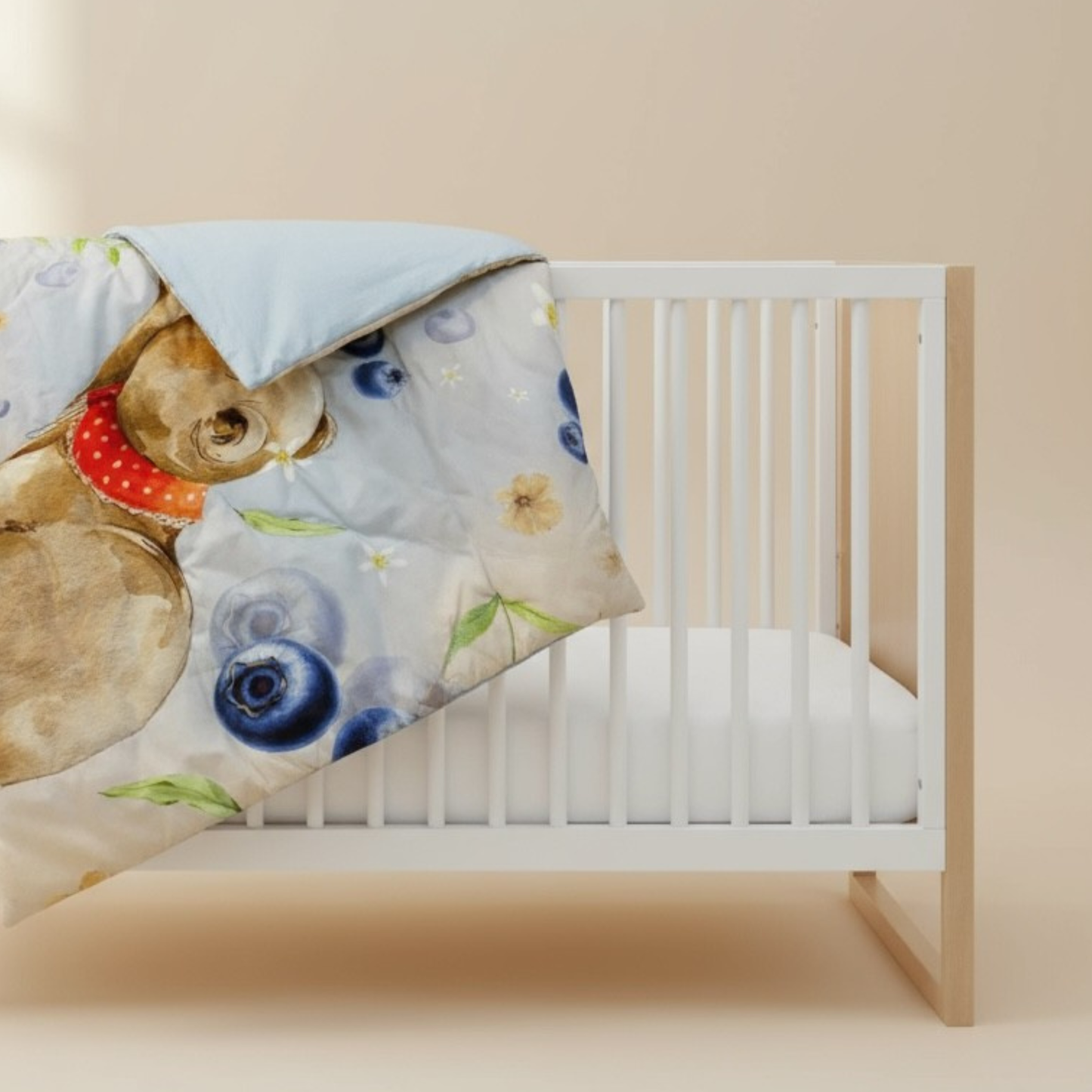 Blueberry Bear: 3-Piece 100% Cotton Baby Bedding Set