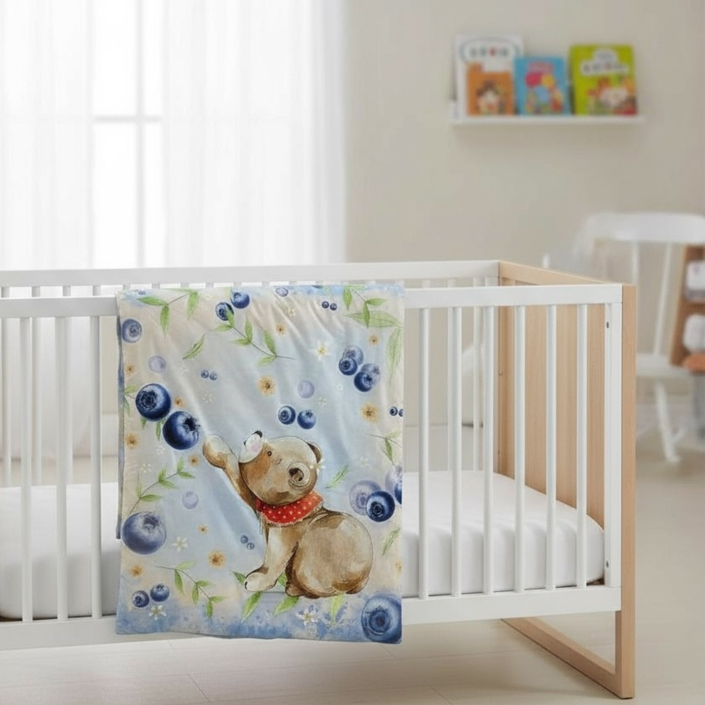 Blueberry Bear: 3-Piece 100% Cotton Baby Bedding Set
